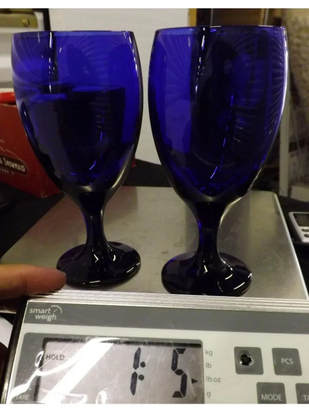Libbey Premiere Cobalt Blue Teardrop Stem Goblet Glasses Water Iced Tea Set Of 2